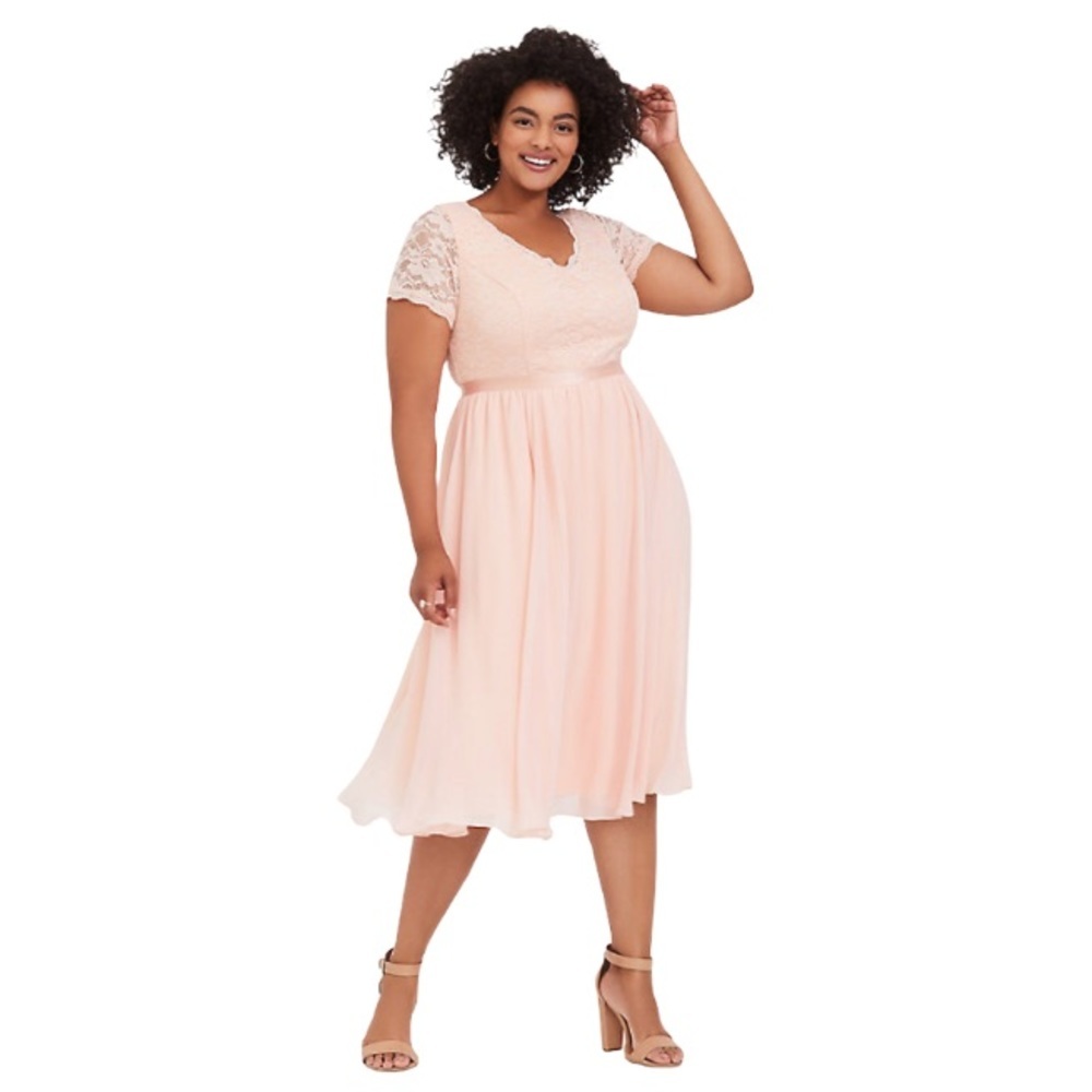 TORRID V Neck Sequence Lace Lined Midi Dress
